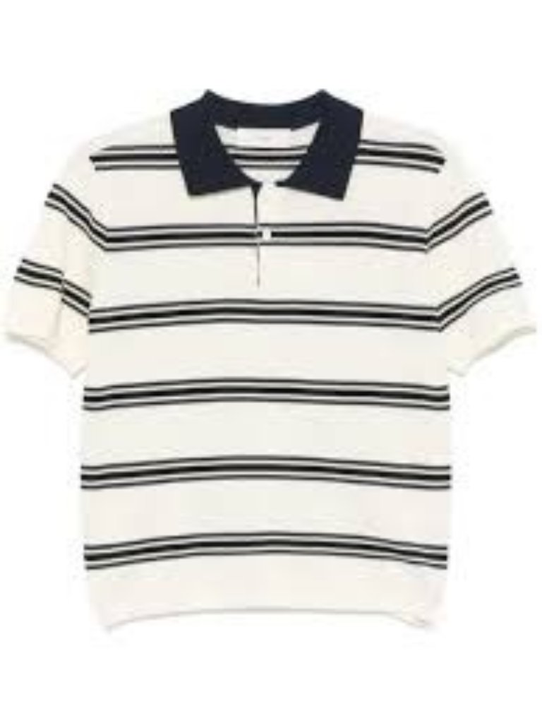 Dunst Striped Polo Knit Shirt Casual Preppy Contemporary Country Club Unisex L